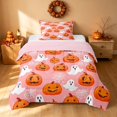 thumbnail image 1 of Homewish Halloween Pumpkin Twin Comforter Sets for Girls, Ghost Web Bedding Set, Pink Orange White, Pink Reversible, 2-Piece 1 Comforter and 1 Pillowcase, 1 of 6