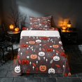 thumbnail image 1 of Homewish Halloween Pumpkin Twin Sheets, Autumn Leaf Bedding, Dark Brown Red, 3pcs (1 Flat Sheet, 1 Fitted Sheet and 1 Pillowcase), 1 of 6