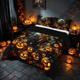 thumbnail image 1 of Homewish Halloween Scarecrow Full Size Comforter Sets, Pumpkin Lantern Bedding Comforter Set, Dark Green Orange, Black Reversible, 3 Pieces 1 Comforter and 2 Pillowcases, 1 of 6