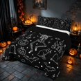 thumbnail image 1 of Homewish Halloween Skeleton Full Size Comforter Sets, Black Cat Castle Owl Bedding Comforter Set, Black White Orange, Black Reversible, 3-Piece 1 Comforter and 2 Pillowcases, 1 of 6