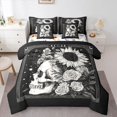 thumbnail image 1 of Homewish Halloween Skull 7 Pieces Full Size Bedding Sets,Retro Sunflowers Full Size Bed in a Bag,Gray Black,Halloween Reversible, 1 of 8