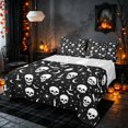 thumbnail image 1 of Homewish Halloween Skull Bat Queen Sheets, Owl Spider Moon Queen Sheet Sets, Black White, 4pcs (1 Flat Sheet, 1 Fitted Sheet and 2 Pillowcases), 1 of 4