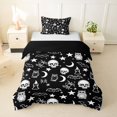 thumbnail image 1 of Homewish Halloween Skull Bats Twin Duvet Cover,Moon Stars Twin Bedding,Black White,Black Reversible,2pcs,1 Duvet Cover and 1 Pillowcase, 1 of 6