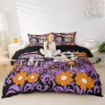 thumbnail image 1 of Homewish Halloween Skull Bedding,Mushrooms Flowers Duvet Cover Full,Purple Yellow,Black Reversible,3 Pieces,1 Duvet Cover and 2 Pillowcases, 1 of 6