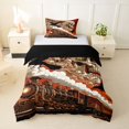 thumbnail image 1 of Homewish Halloween Skull Crows Twin Duvet Cover,Vintage Train Twin Bedding,White Orange,Black Reversible,2pcs,1 Duvet Cover and 1 Pillowcase, 1 of 6