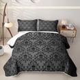 thumbnail image 1 of Homewish Halloween Skull Damask Twin Quilt Set,Gray Black Twin Coverlet Set,2-Piece, 1 of 7
