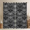 thumbnail image 1 of Homewish Halloween Skull Skeleton Kitchen Curtains,Bohemian Damask Black Out Curtains Pack of 2 (42x63 Each),Black Gray, 1 of 6