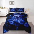 thumbnail image 1 of Homewish Halloween Skull Skeleton Queen Comforter Set,Goth Romantic Rose Comforter Sets Queen,Navy,Black Reversible,3-Piece,1 Comforter and 2 Pillowcases, 1 of 7