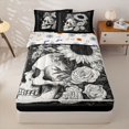 thumbnail image 1 of Homewish Halloween Skull Zipper Twin Comforter Sets with Fitted Sheet and 2 Pillowcases,Retro Sunflowers Zipper Bedding Set,Gray Black,Halloween Reversible,4pcs, 1 of 8