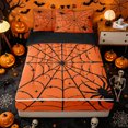 thumbnail image 1 of Homewish Halloween Spider Web Zipper Full Size Comforter Sets with Fitted Sheet and 2 Pillowcases for Kids, Vintage Spooky Theme Zipper Bedding Set, Black Reversible, 4-Piece, 1 of 6