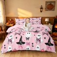 thumbnail image 1 of Homewish Halloween Spooky Animal Ghost Bedding for Girls, Coquette Leopard Bow Duvet Cover Full, Light Pink Black, Pink Reversible 3 Pieces, 1 Duvet Cover and 2 Pillowcases, 1 of 5
