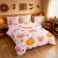 thumbnail image 1 of Homewish Halloween Spooky Animal King Bedding for Girls, Bow Pumpkin Star King Bed in a Bag, Pink, Pink Reversible 7pcs, 1 of 7