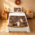 thumbnail image 1 of Homewish Halloween Spooky Animal Twin Sheets, Pumpkin Lantern Ghost Bedding, Beige Brown Orange, 3 Pieces (1 Flat Sheet, 1 Fitted Sheet and 1 Pillowcase), 1 of 6
