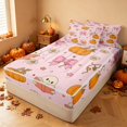 thumbnail image 1 of Homewish Halloween Spooky Animal Zipper Twin Comforter Sets with Fitted Sheet and 2 Pillowcases for Girls, Bow Pumpkin Star Zipper Bedding Set, Pink, Pink Reversible, 1 of 7