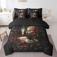thumbnail image 1 of Homewish Halloween Sugar Skull 7-Piece Twin Bedding,Red Rose Bedding Comforter Set,Gothic Aesthetic Bed Set,Black Reversible, 1 of 8