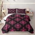thumbnail image 1 of Homewish Halloween Sugar Skull Quilt King,Hot Pink Damask King Coverlet Set,3 Pieces, 1 of 7