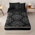 thumbnail image 1 of Homewish Halloween Sugar Skull Zipper Full Size Comforter Sets with Fitted Sheet and 2 Pillowcases,Bohemian Damask Zipper Bedding Set,Black Gray,Black Reversible,4pcs, 1 of 8