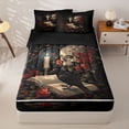 thumbnail image 1 of Homewish Halloween Sugar Skull Zipper Twin Comforter Sets with Fitted Sheet and 2 Pillowcases,Red Rose Zipper Bedding Set,Gothic Aesthetic Bed Set,Black Reversible,4pcs, 1 of 8