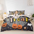 thumbnail image 1 of Homewish Halloween Trick Or Treat Twin Duvet Cover,Spider Web Pumpkin Lantern Pattern Twin Bedding,Halloween Reversible,2 Pieces,1 Duvet Cover and 1 Pillowcase, 1 of 5