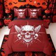 thumbnail image 1 of Homewish Halloween Wing Skull 7-Piece Twin Bedding,Sharp Spiked Print Bedding Comforter Set,Scarlet Red White,Black Reversible, 1 of 8