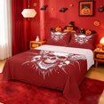 thumbnail image 1 of Homewish Halloween Wing Skull Bed Sheets,Sharp Spiked Print Full Size Sheets,Scarlet Red White,4-Piece,1 Flat Sheet,1 Fitted Sheet and 2 Pillowcases, 1 of 6