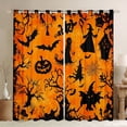 thumbnail image 1 of Homewish Halloween Witch Blackout Curtains, Spooky Tree Pumpkin Curtains Pack of 2 (42x84 Each), Orange Black, 1 of 5