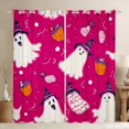 thumbnail image 1 of Homewish Halloween Witch Ghost Blackout Curtains Set of 2 (52x84 Each) for Girls, Cartoon Candy Cupcake Curtain, Hot Pink White Orange, 1 of 5
