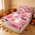 thumbnail image 1 of Homewish Halloween Witch Ghost Zipper Queen Comforter Set with Fitted Sheet and 2 Pillowcases for Girls, Pink Pumpkin Bat Spider Zipper Bedding Set, Pink Orange Black, Pink Reversible, 1 of 5