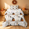 thumbnail image 1 of Homewish Halloween Witch Pumpkin Twin Comforter Sets, Sketch Ghost Bedding Set, Cream Orange Black, Pumpkin Bat Reversible, 2pcs 1 Comforter and 1 Pillowcase, 1 of 6
