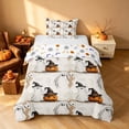 thumbnail image 1 of Homewish Halloween Witch Pumpkin Twin Duvet Cover, Sketch Ghost Twin Bedding, Cream Orange Black, Pumpkin Bat Reversible 2pcs, 1 Duvet Cover and 1 Pillowcase, 1 of 5