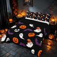 thumbnail image 1 of Homewish Halloween Witch Spooky Animal Full Size Comforter Sets, Pumpkin Lantern Ghost Bedding Comforter Set, Black Orange Purple White, Black Reversible, 3-Piece 1 Comforter and 2 Pillowcases, 1 of 6