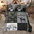 thumbnail image 1 of Homewish Happy Camping 7 Pieces Bedding Comforter Set,Jungle Animal Moose Bear Full Bedding Set,Gray Green Black Fitted Sheet Flat Sheet For Boys Teens,Luxury Bedroom Decor Reversible, 1 of 9