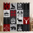thumbnail image 1 of Homewish Happy Camping Adventure Blackout Curtains Set of 2 (52x84 Each),Jungle Animal Deer Bear Window Curtains,Red Gray Plaid Curtains and Drapes For Teens,Ultra Soft Home Decor, 1 of 6