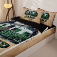 thumbnail image 1 of Homewish Happy Camping Kids Zipper Twin Comforter Sets with Fitted Sheet and 2 Pillowcases, Cartoon RV Car Zipper Bedding Set, Black Reversible, 4pcs, 1 of 6