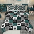 thumbnail image 1 of Homewish Happy Camping Queen Comforter Set,Camper Theme Bedding Sets,Patchwork Geometric Plaid Bedding Comforter Set For Children,Microfiber Bedroom Decor Reversible,3pcs, 1 of 8