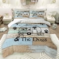 thumbnail image 1 of Homewish Happy Camping Queen Comforter Set,Country Farmhouse Lodge Bedding Sets,Kawaii Puppy Dogs Paws Bedding Comforter Set For Kids,Breathable Home Decor,3-Piece, 1 of 8