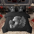 thumbnail image 1 of Homewish Happy Christmas 7 Pieces Bedding Comforter Set,Angel Wings Full Bedding Set,Black Gray Fitted Sheet Flat Sheet For Kids, Luxury Bedroom Decor Reversible, 1 of 8