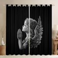 thumbnail image 1 of Homewish Happy Christmas Black Out Curtains,Angel Wings Curtains Pack of 2 (42x63 Each),Black Gray Bedroom Curtains For Kids, Luxury Bedroom Decor, 1 of 6