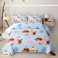 thumbnail image 1 of Homewish Happy Dachshund Print Quilt Full,Rainbow Heart Stars Full Bedspread Sets,Blue Balloons Decor,3pcs, 1 of 7