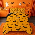 thumbnail image 1 of Homewish Happy Halloween Bat Queen Comforter Set,Mini Bow Pattern Comforter Sets Queen,Orange Black,Black Reversible,3 Pieces,1 Comforter and 2 Pillowcases, 1 of 7