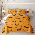 thumbnail image 1 of Homewish Happy Halloween Bat Quilt King,Mini Bow Pattern King Coverlet Set,Orange Black,3 Pieces, 1 of 7