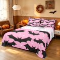 thumbnail image 1 of Homewish Happy Halloween Bed Sheets for Girls, Bats Stars Full Size Sheets, Pink Black, 4 Pieces (1 Flat Sheet, 1 Fitted Sheet and 2 Pillowcases), 1 of 5