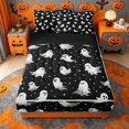 thumbnail image 1 of Homewish Happy Halloween Ghost Zipper Twin Comforter Sets with Fitted Sheet and 2 Pillowcases,Tiny Dot Print Zipper Bedding Set,Black White,Black Reversible,4 Pieces, 1 of 7