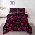 thumbnail image 1 of Homewish Happy Halloween Skull Full Size Comforter Sets,Pink Heart Bedding Comforter Set,Black Reversible,3 Pieces,1 Comforter and 2 Pillowcases, 1 of 7