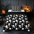 thumbnail image 1 of Homewish Happy Halloween Twin Comforter Sets, Gothic Skull Bone Bedding Set, Black White, Black Reversible, 2 Pieces 1 Comforter and 1 Pillowcase, 1 of 5