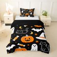 thumbnail image 1 of Homewish Happy Halloween Twin Duvet Cover for Kids, Black Orange Cat Ghost Candy Twin Bedding, Black Reversible, 2-Piece, 1 Duvet Cover and 1 Pillowcase, 1 of 6