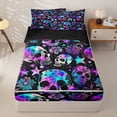 thumbnail image 1 of Homewish Happy Halloween Zipper Twin Comforter Sets with Fitted Sheet and 2 Pillowcases,Multicolor Gradient Skull Zipper Bedding Set,Green Purple,Black Reversible,4pcs, 1 of 8