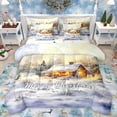 thumbnail image 1 of Homewish Happy New Year Bedding Comforter Set 7 Pieces, Winter Rustic Cabin Full Bedding Set, Western Christmas Festival Reversible Fitted Sheet Flat Sheet, Ultra Soft Bedroom Decor, 1 of 7