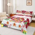 thumbnail image 1 of Homewish Happy New Year Full Size Sheets,Chic Christmas Tree Bed Sheets,Cute Cartoon Gingerbread Man Sheet Sets For Boys Girls,Luxury Bedroom Decor,4pcs, 1 of 7