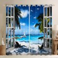thumbnail image 1 of Homewish Hawaii Summer Holiday Black Out Curtains for Teen, Tropical Beach Curtains Pack of 2 (42x63 Each), Ocean Marine Theme Bedroom Curtains, Black Out Curtains Room Decor, 1 of 6